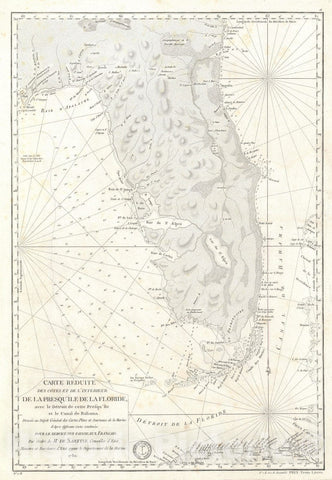Historic Map : Florida, Sartine, 1780, Vintage Wall Art