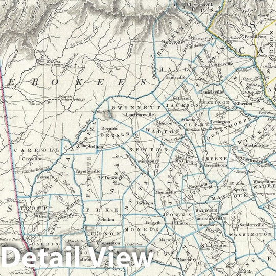 Historic Map : Georgia, Tennessee, Alabama, North Carolina and South Carolina, S.D.U.K., 1833, Vintage Wall Art