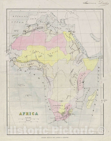 Historic Map : Africa, Philip Schoolboy, 1890, Vintage Wall Art