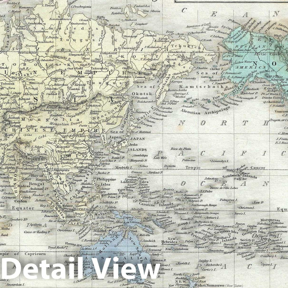 Historic Map : The World on Mercator's Projection, Black, 1851, Vintage Wall Art