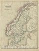Historic Map : Sweden and Norway, Chambers, 1845, Vintage Wall Art