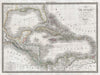 Historic Map : The West Indies or Antilles and Central America, Lapie, 1829, Vintage Wall Art