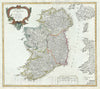 Historic Map : Ireland, Vaugondy, 1750, Vintage Wall Art