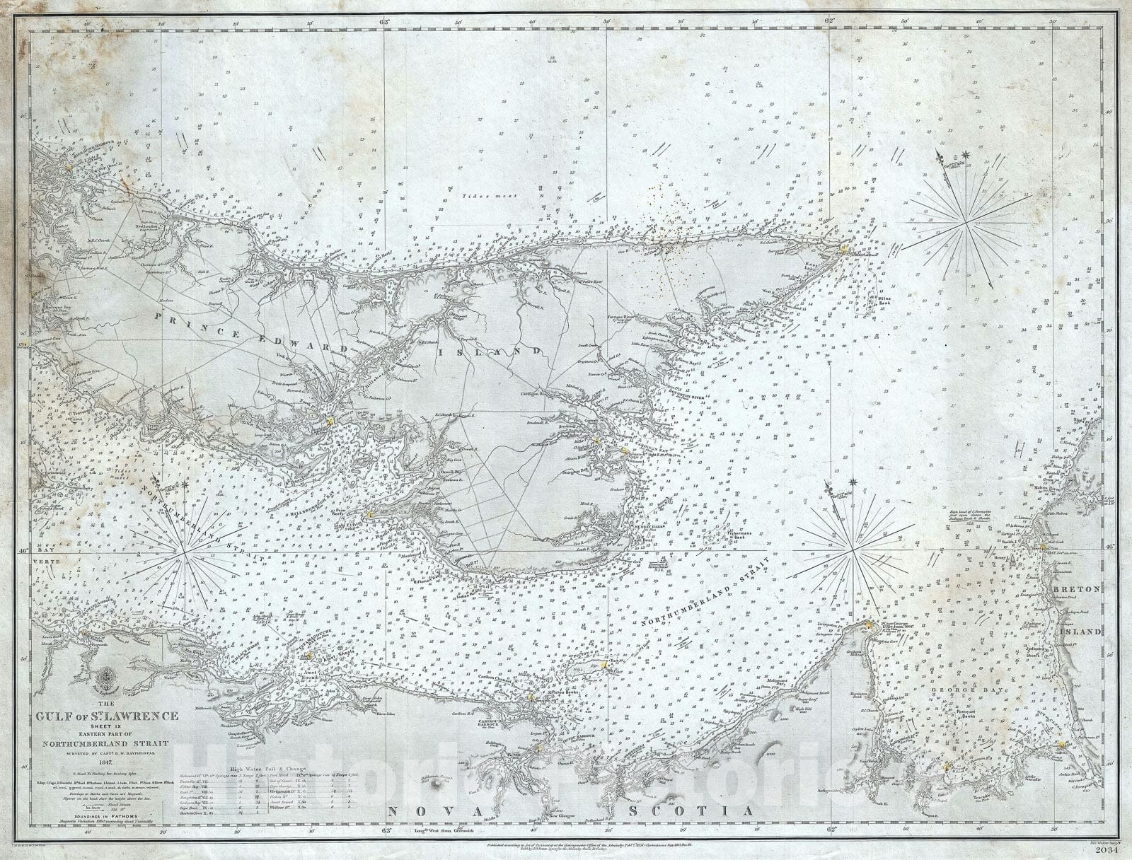 Historic Map : Nautical Chart Prince Edward Island, Canada, 1864, Vintage Wall Art