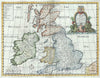 Historic Map : The British Isles "England, Wales, Scotland and Ireland", Wells, 1712, Vintage Wall Art