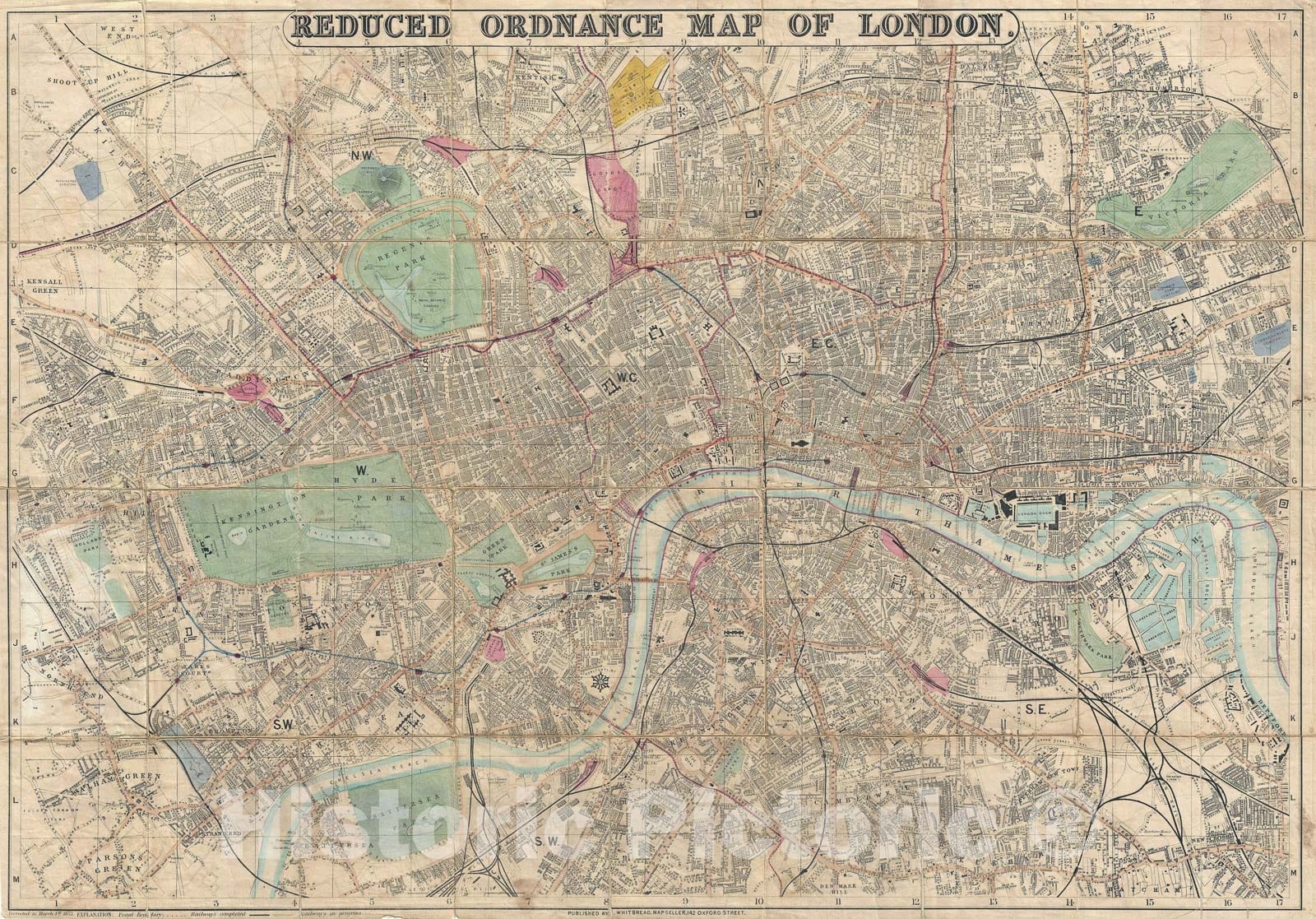 Historic Map : London, England, Whitbread Folding, 1873, Vintage Wall Art