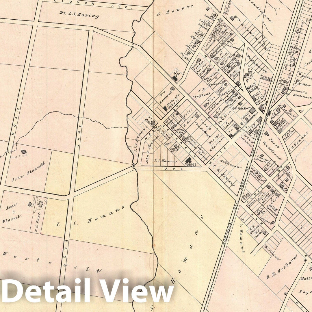 Historic Map : Closter, Harrington Township, New Jersey, Walker, 1876, Vintage Wall Art