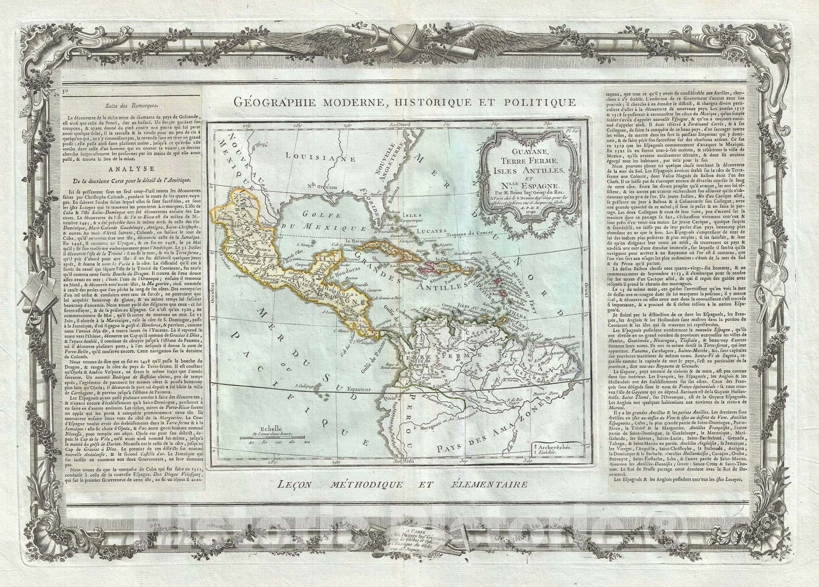 Historic Map : Mexico, Central America and The West Indies "Antilles", 1786, Vintage Wall Art