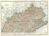 Historic Map : Tennessee and Kentucky, Rand McNally, 1889, Vintage Wall Art