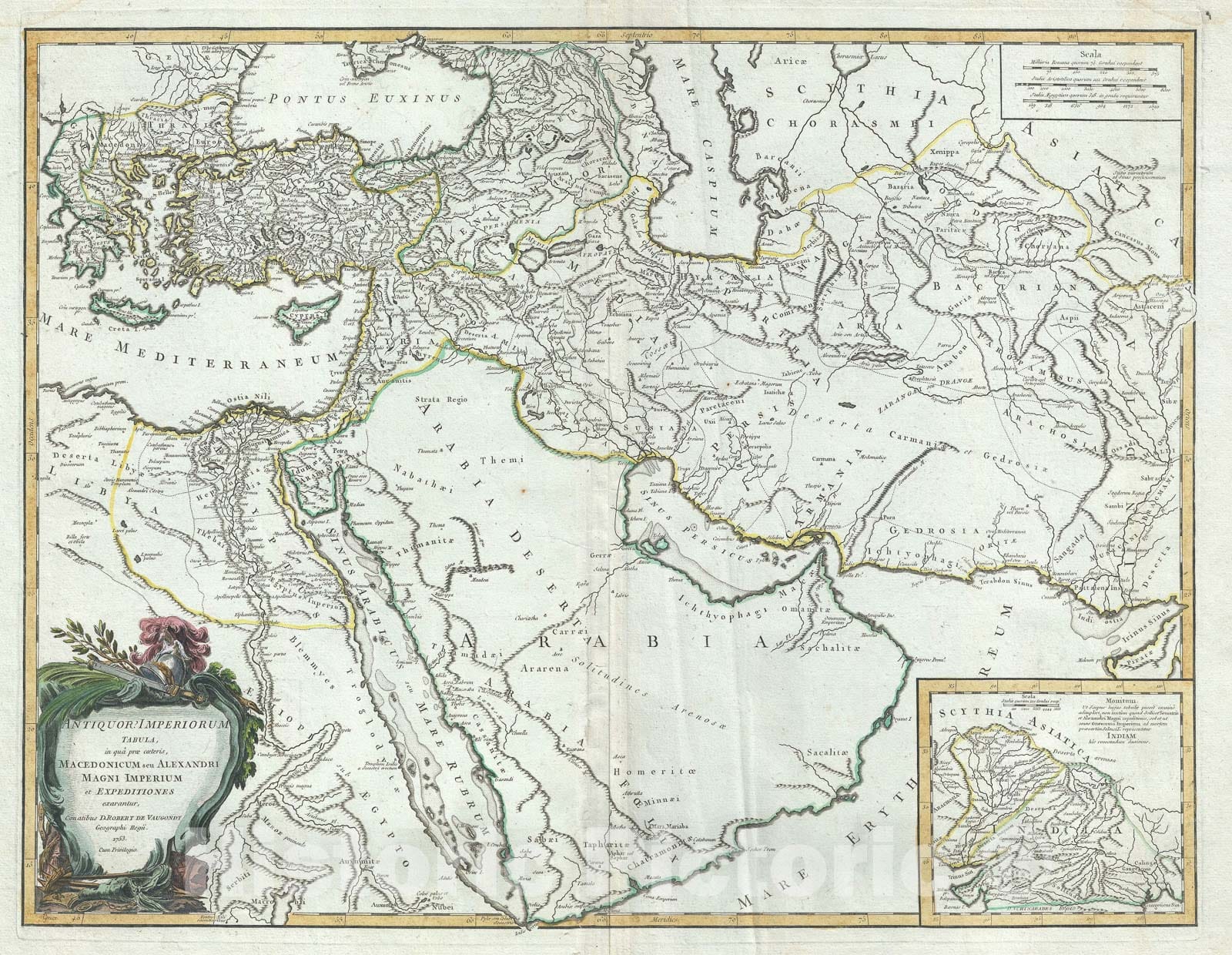 Historic Map : Arabia and Asia Minor "Empire of Alexander The Great", Vaugondy, 1753, Vintage Wall Art