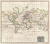 Historic Map : The World on Mercator's Projection showing Exploratory Routes, Thomson, 1814, Vintage Wall Art