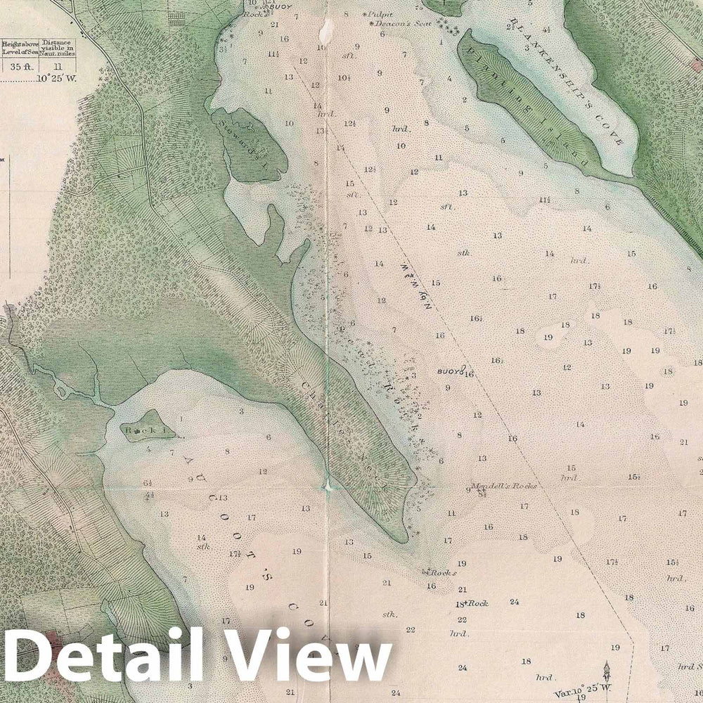 Historic Map : Sippican Harbor or Marion, Massachusetts "Buzzards Bay", U.S. Coast Survey, 1866, Vintage Wall Art