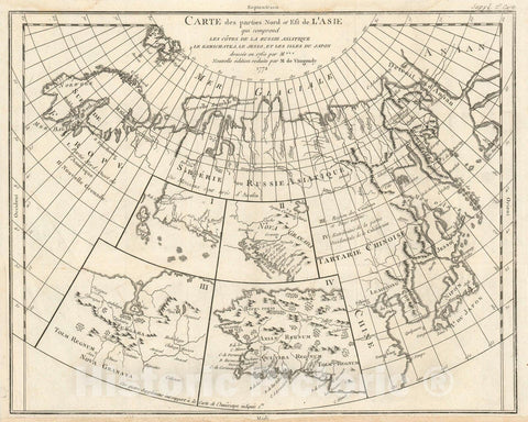 Historic Map : Asia, Alaska, and The Northeast Passage, Vaugondy - Diderot, 1772, Vintage Wall Art