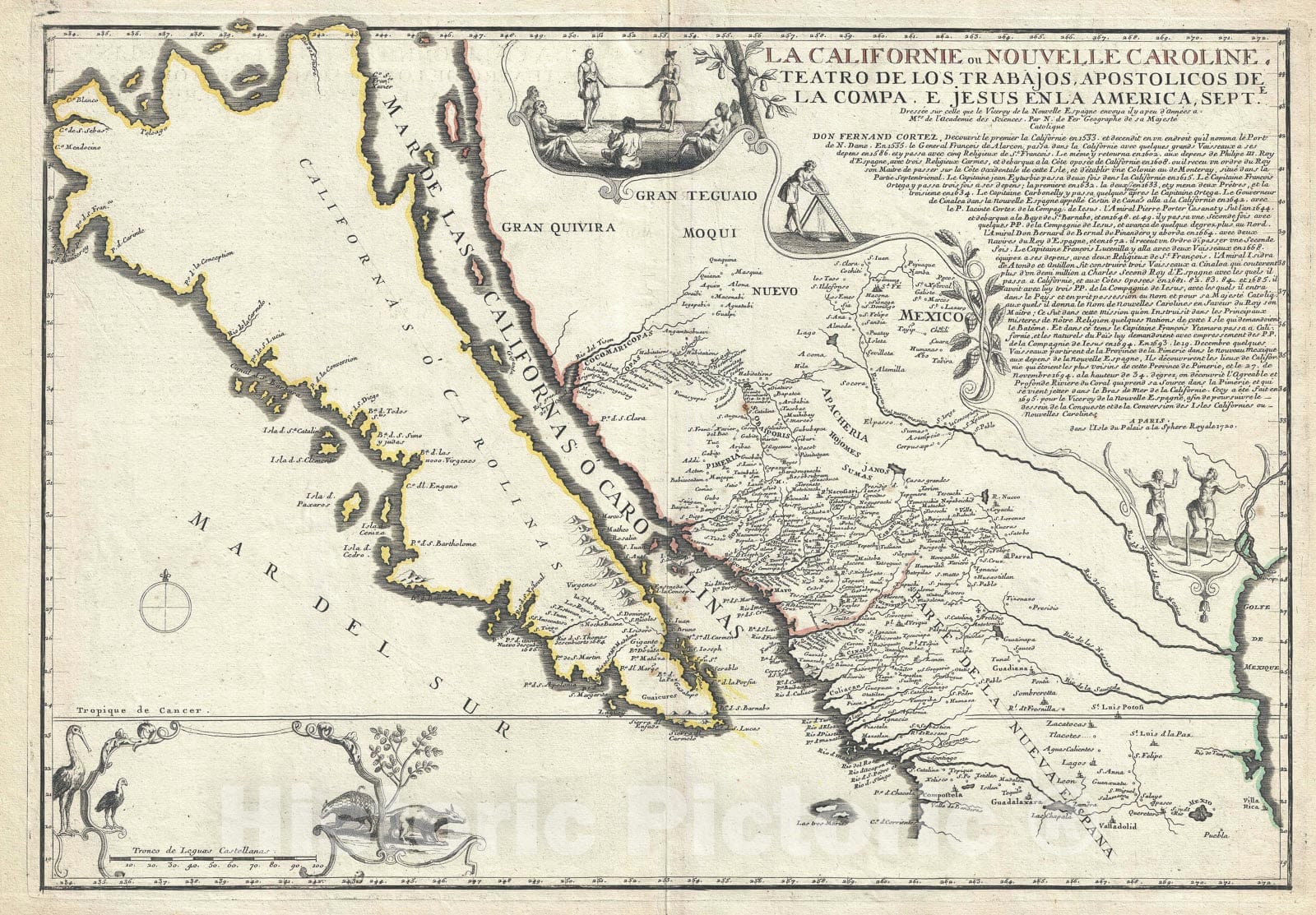 Historic Map : Insular California and Mexico, De Fer, 1720, Vintage Wall Art