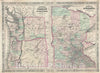 Historic Map : Oregon, Washington and Minnesota, Johnson, 1866, Vintage Wall Art