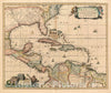 Historic Map : The Caribbean, Florida, Central America and Terra Firma, Visscher, 1680, Vintage Wall Art