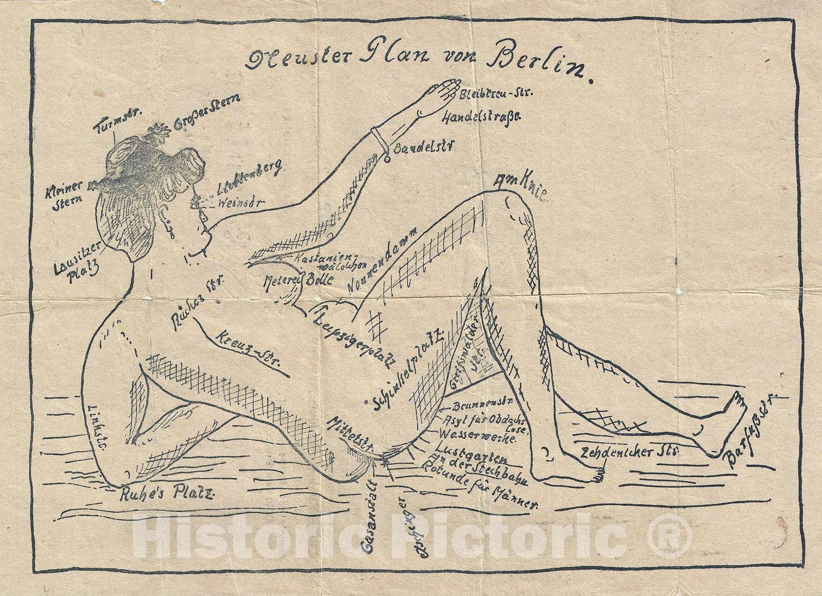 Historic Map : Allegorical Map of Berlin as Berolina, 1919, Vintage Wall Art