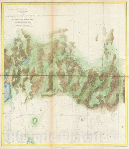 Historic Map : Railroad Survey of Humboldt Mountains and The Mud Lakes, Nevada, Beckwith, 1855, Vintage Wall Art