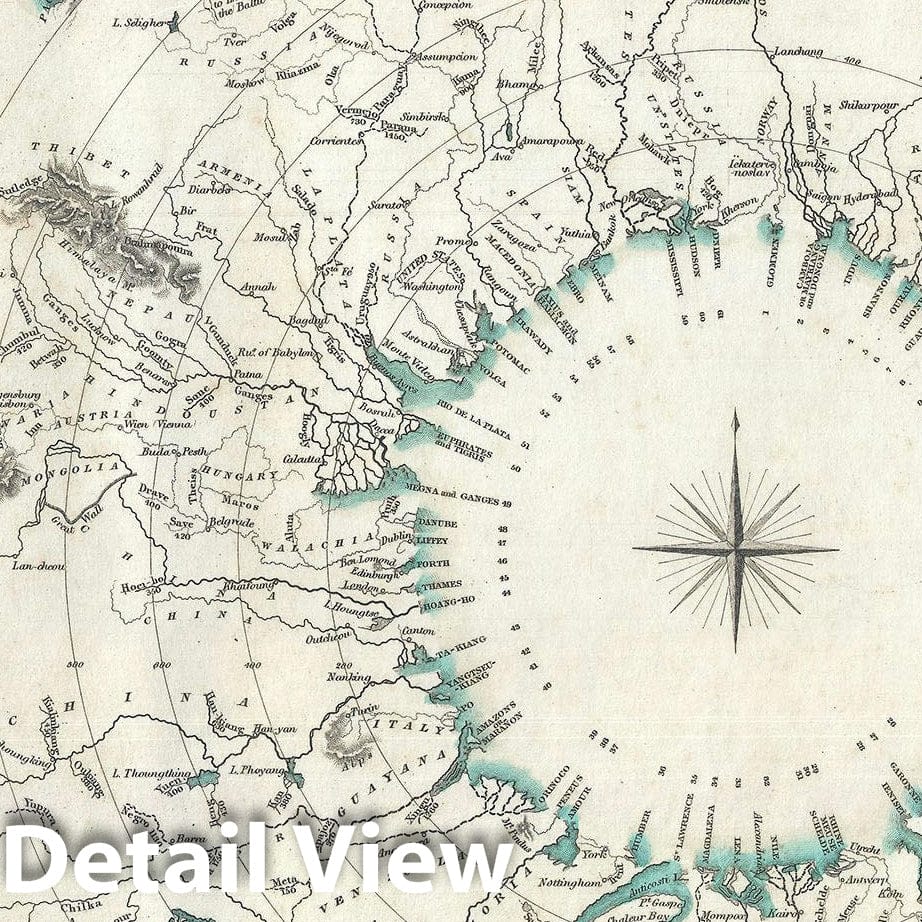Historic Map : Chart World's Great Rivers, S.D.U.K., 1834, Vintage Wall Art