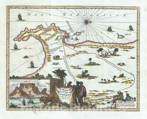 Historic Map : The Cape of Good Hope, South Africa, Johannes, 1703, Vintage Wall Art