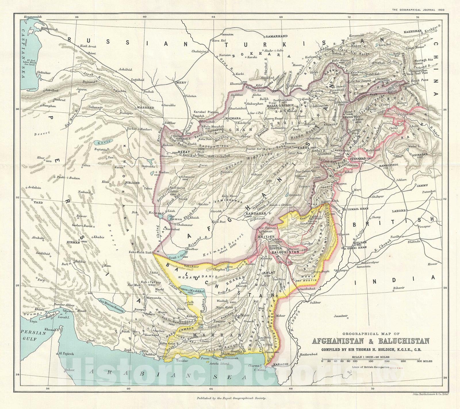 Historic Map : Afghanistan and Pakistan, Holdich, 1900, Vintage Wall Art