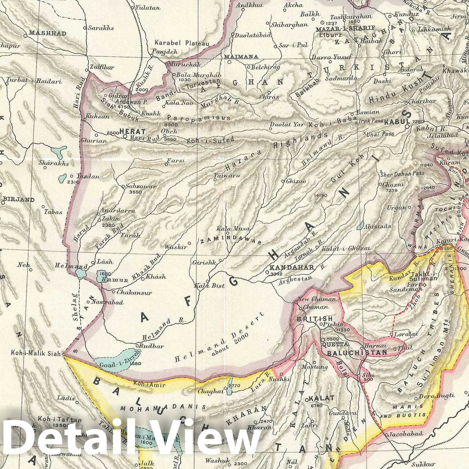 Historic Map : Afghanistan and Pakistan, Holdich, 1900, Vintage Wall Art