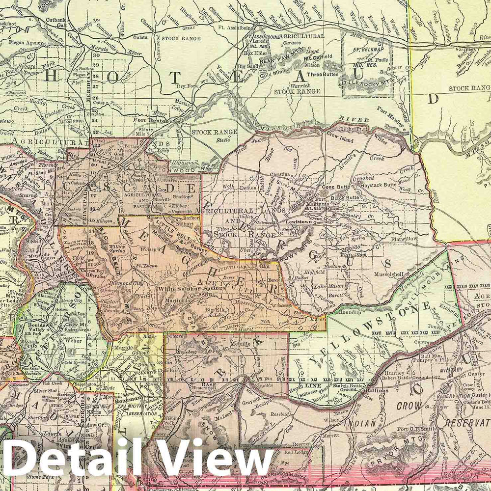 Historic Map : Montana, Rand McNally, 1888, Vintage Wall Art