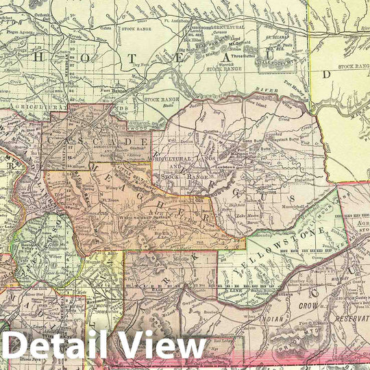 Historic Map : Montana, Rand McNally, 1888, Vintage Wall Art