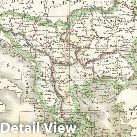 Historic Map : Greece and The Balkans, Delamarche, 1832, Vintage Wall Art