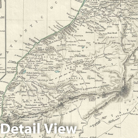 Historic Map : Morocco, Barbary Coast, Northern Africa, S.D.U.K., 1836, Vintage Wall Art
