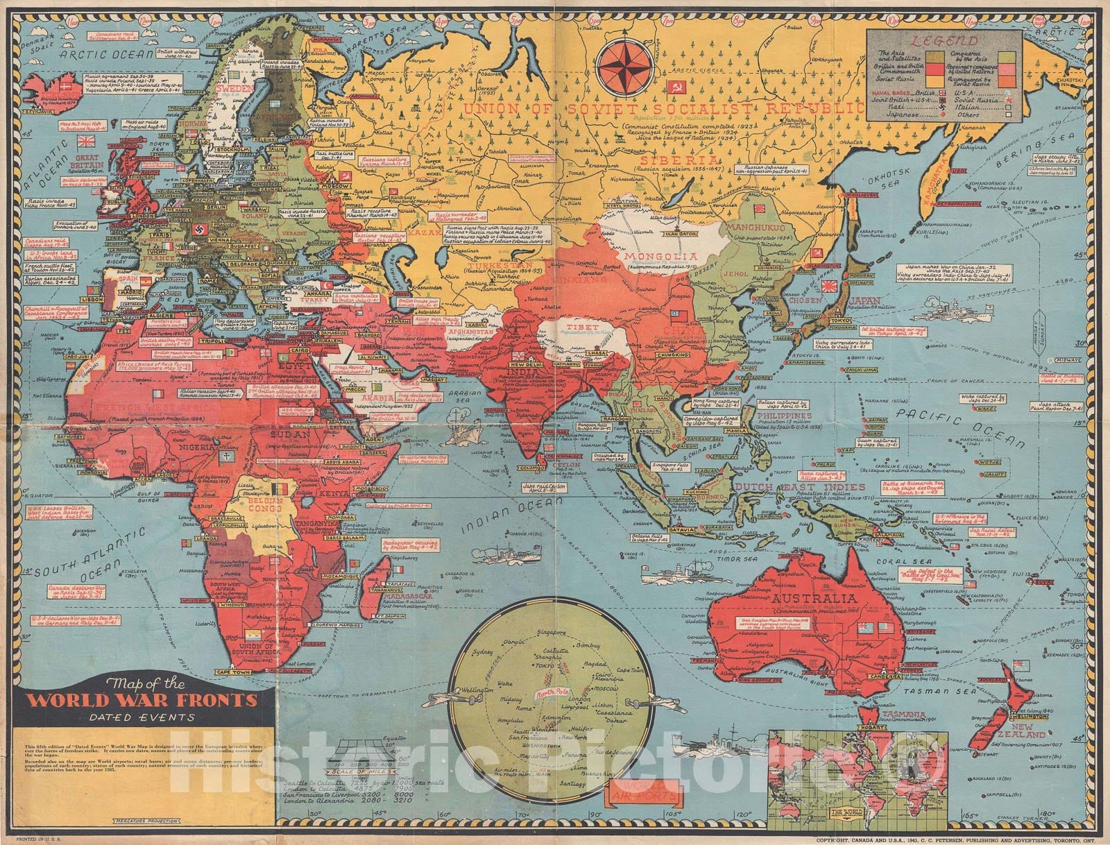 Historic Map : Europe, Africa, and Asia During World War II, Stanley Turner, 1943, Vintage Wall Art
