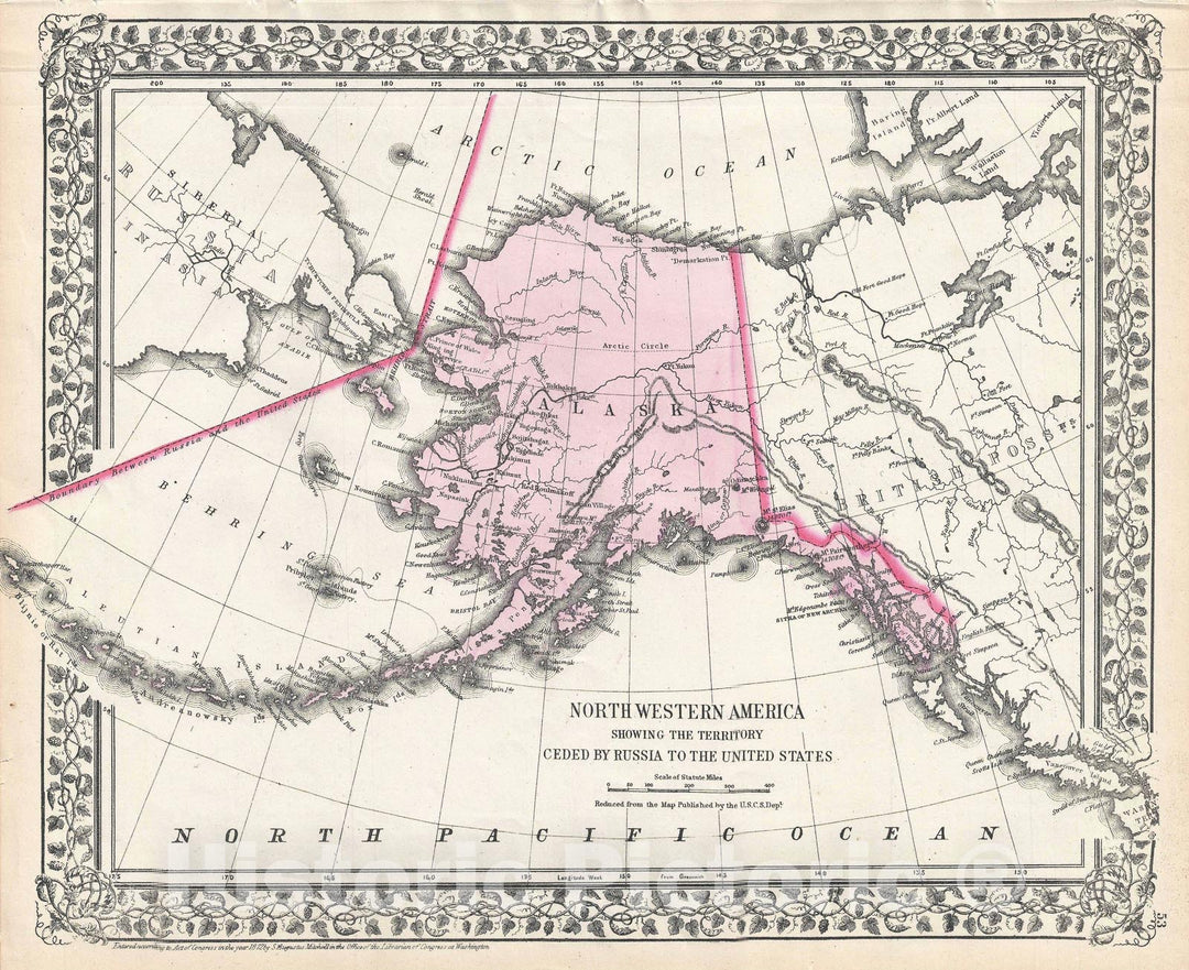 Historic Map : Alaska, Mitchell, 1872, Vintage Wall Art