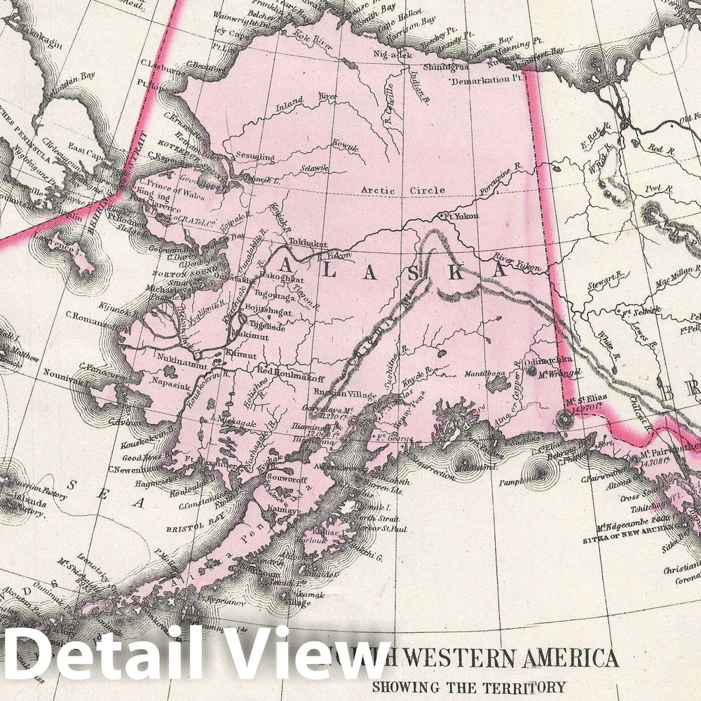 Historic Map : Alaska, Mitchell, 1872, Vintage Wall Art
