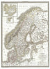 Historic Map : Scandinavia: Norway, Sweden, Denmark, Lapie, 1830, Vintage Wall Art