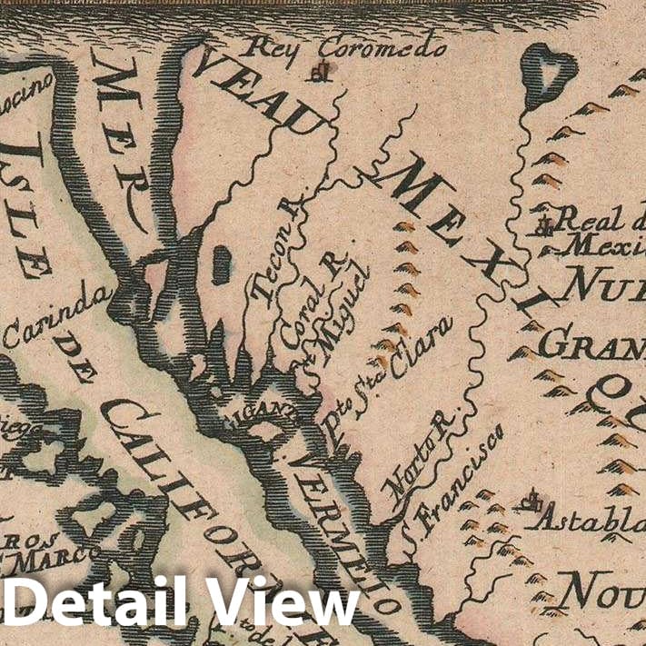 Historic Map California as an Island, Mallet, 1683, Vintage Wall Art