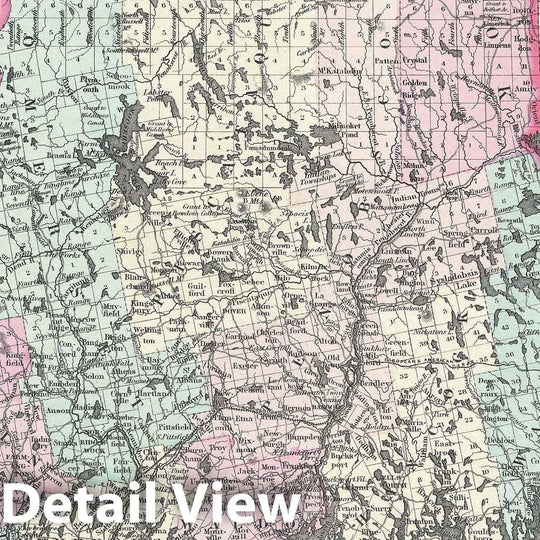 Historic Map : Maine, Johnson, 1861, Vintage Wall Art