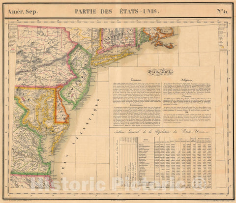 Historic Map : New Jersey, Delaware and The Mid-Atlantic States, Vandermaelen, 1827, Vintage Wall Art