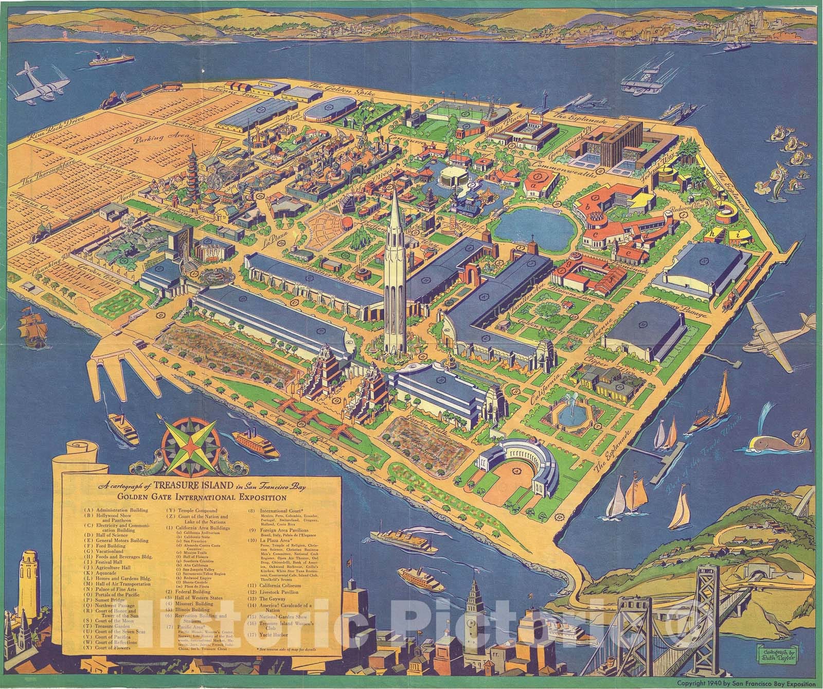 Historic Map : Treasure Island, San Francisco "Golden Gate International Exposition", Taylor, 1940, Vintage Wall Art