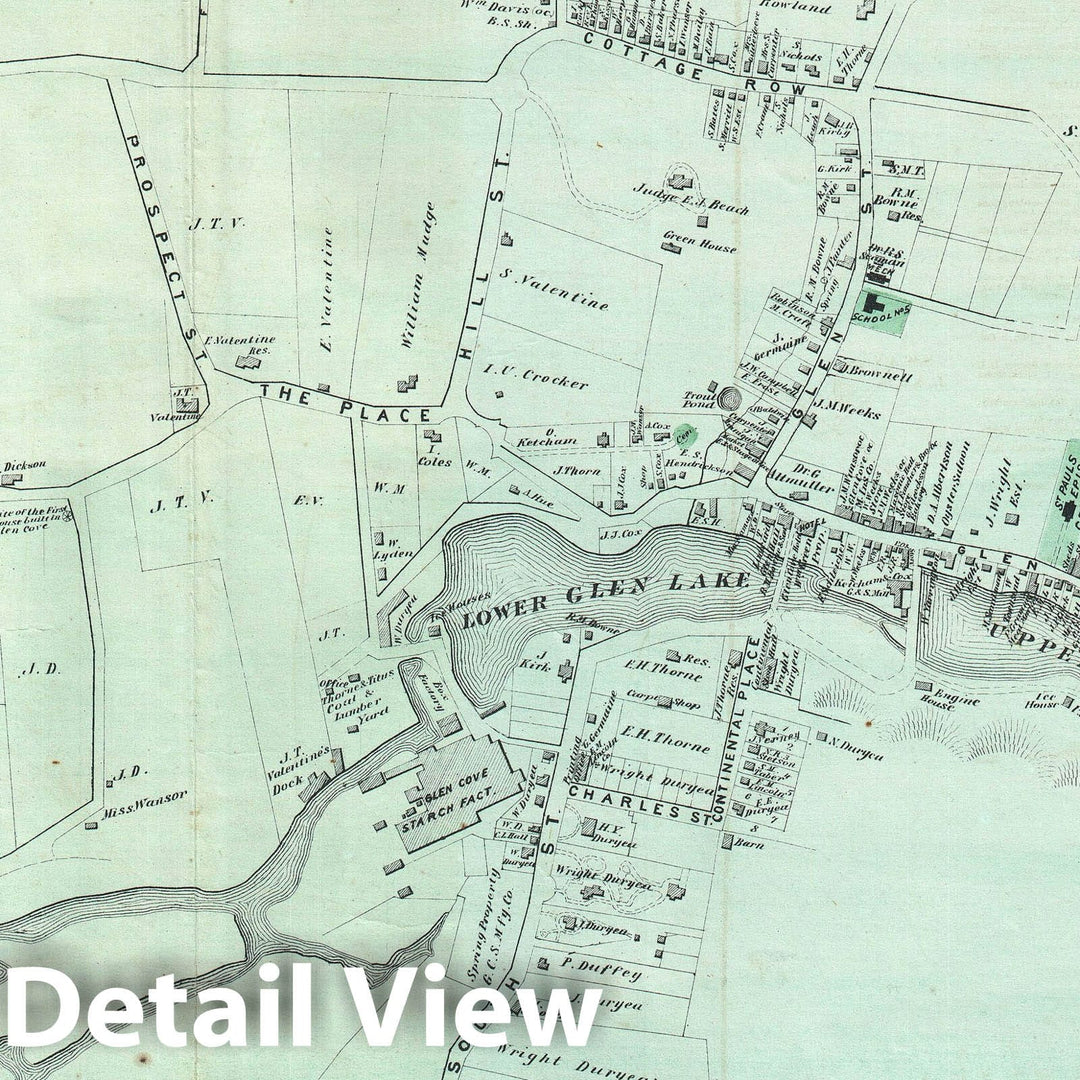 Historic Map : Glen Cove, Queens, New York City, Beers, 1873, Vintage Wall Art
