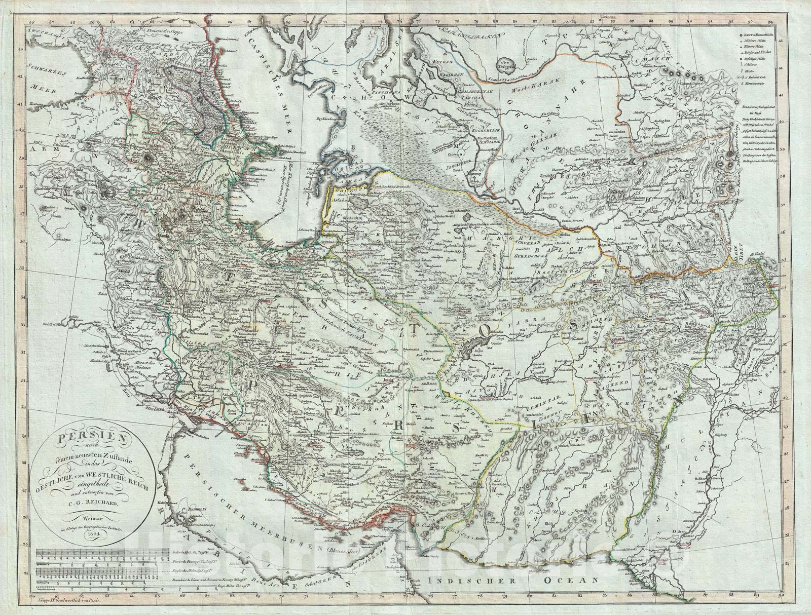 Historic Map : Persia "Iran, Iraq, Afghanistan", Reichard, 1804, Vintage Wall Art