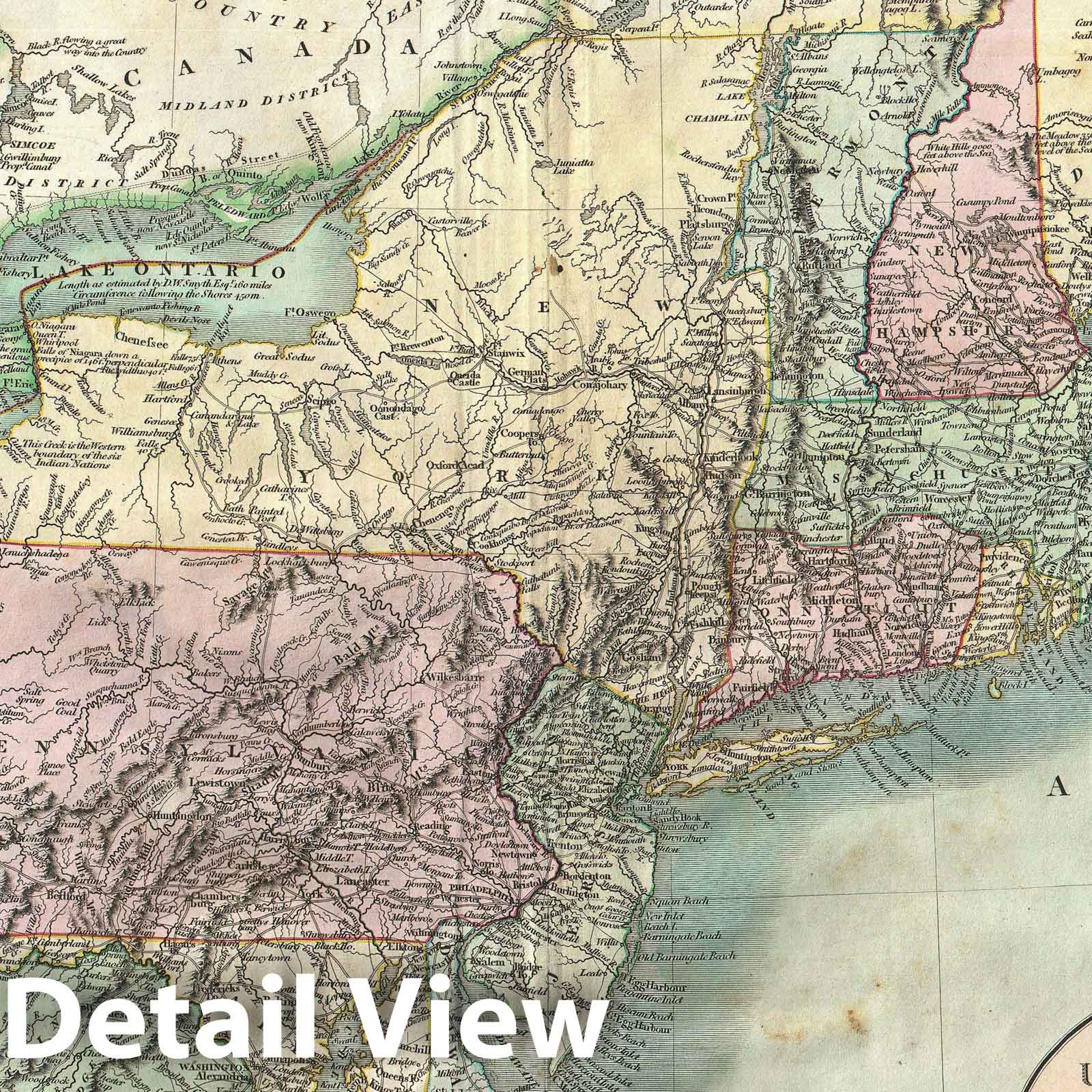 Historic Map : New England, New York, Pennsylvania, New Jersey and Virginia, Cary, 1806, Vintage Wall Art