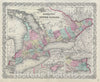 Historic Map : Upper Canada or Ontario, Canada, Colton, 1856, Vintage Wall Art