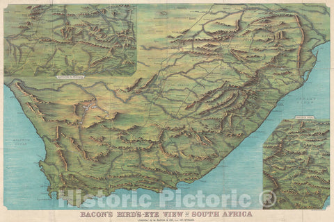 Historic Map : South Africa, Bacon, 1890, Vintage Wall Art