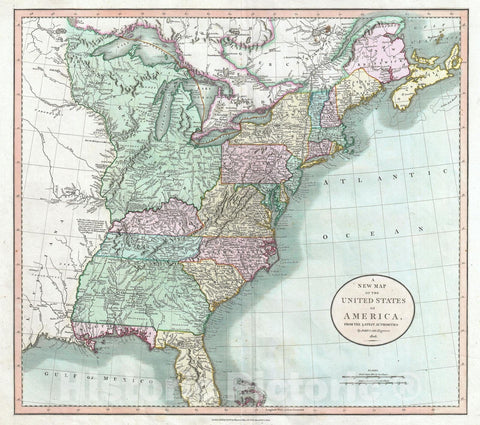 Historic Map : The United States east of The Mississippi River, Cary, 1806, Vintage Wall Art