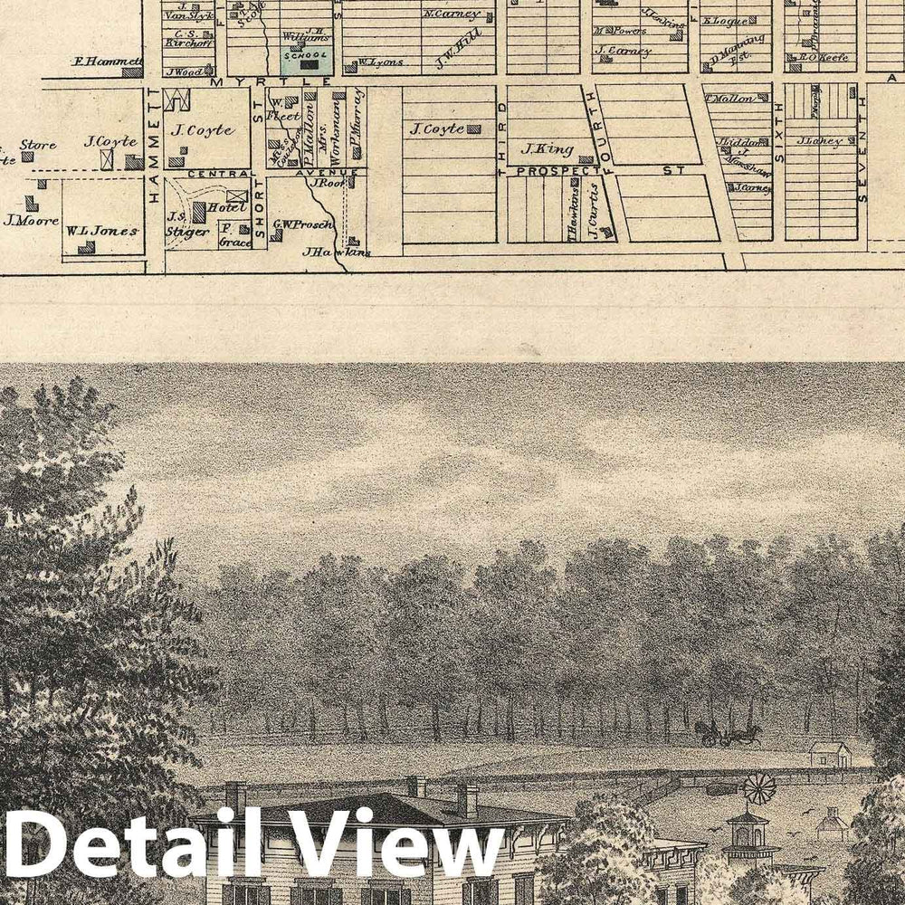 Historic Map : Coytesville, New Jersey, Walker, 1876, Vintage Wall Art