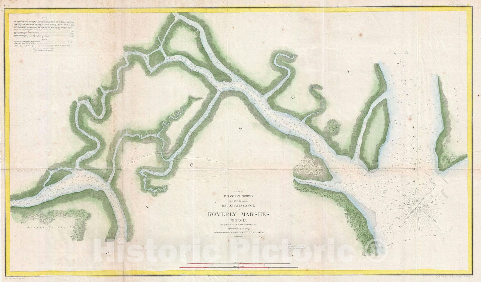Historic Map : Romerly Marshes, Georgia, U.S. Coast Survey, 1855, Vintage Wall Art