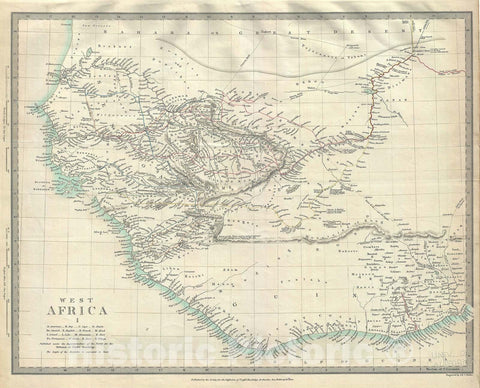 Historic Map : Western Africa "Niger Valley - Mountains of Kong", S.D.U.K., 1839, Vintage Wall Art