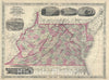 Historic Map : Virginia, West Virginia, Delaware and Maryland, Johnson, 1866, Vintage Wall Art