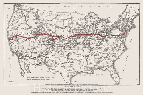 Historic Map : Lincoln Highway Association Map of The Lincoln Highway, 1913, Vintage Wall Art