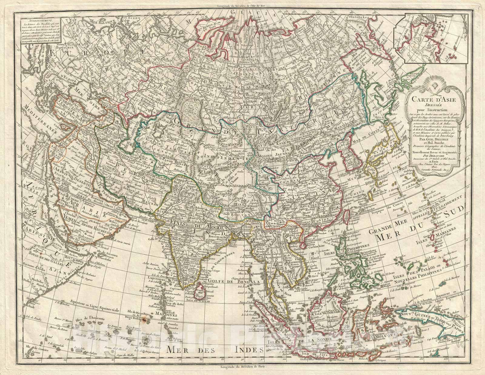 Historic Map : Asia "Sea of Korea", Delisle and Buache, 1800, Vintage Wall Art
